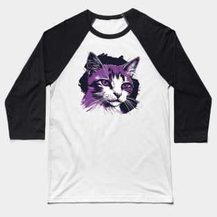 Stylish Cat Portrait Baseball T-Shirt